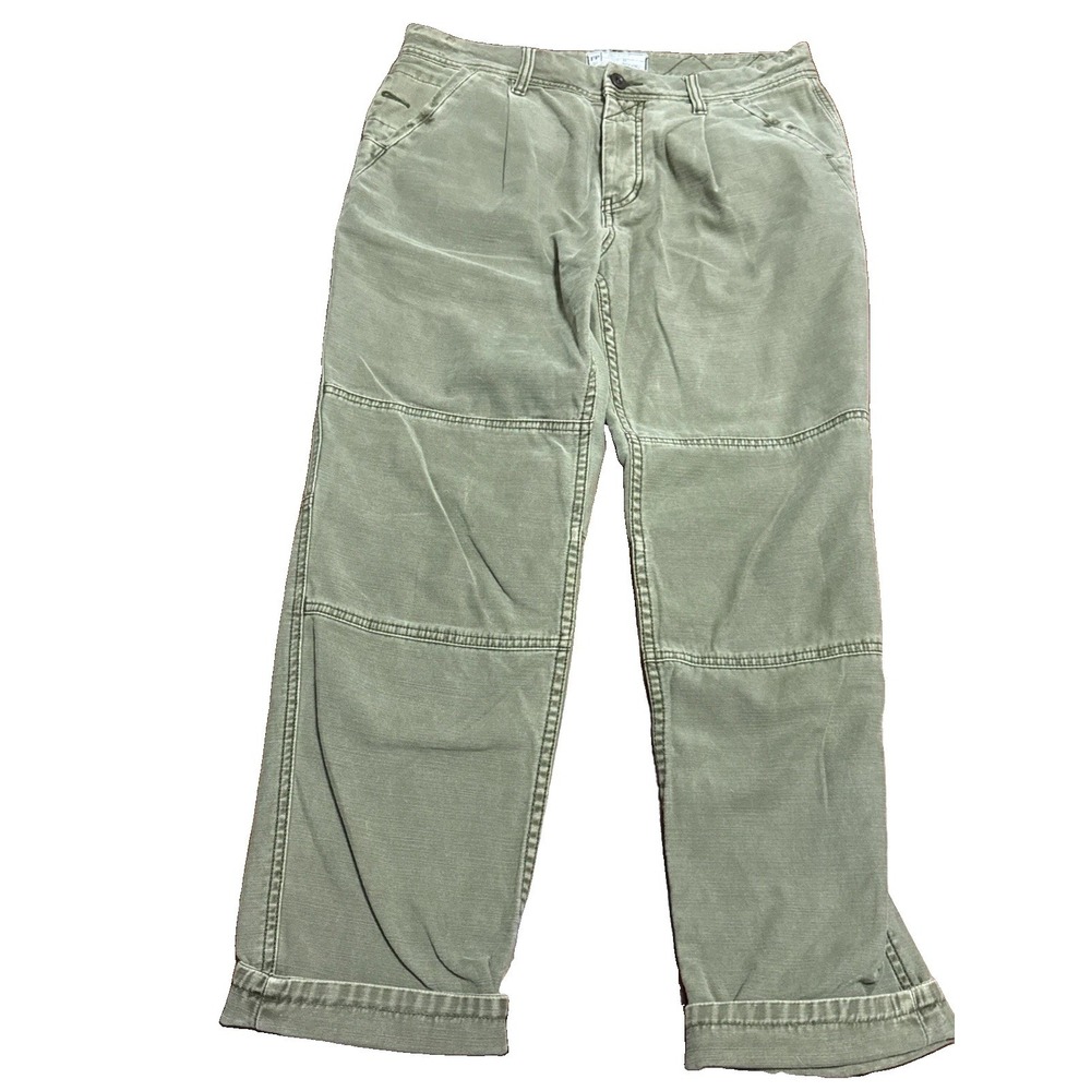 FREE PEOPLE Green Moss Buttonfly Cuffed Jeans Women's 27 Stretch
